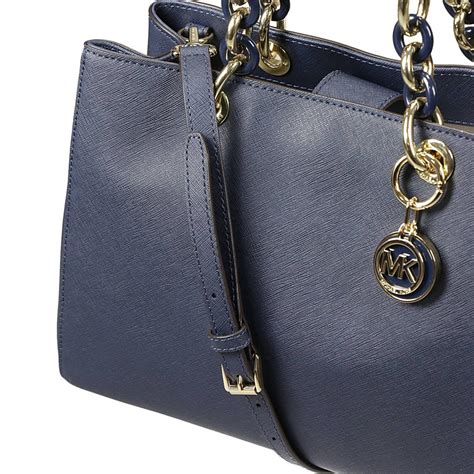 michael kors blue white brown bag|navy blue Michael Kors bag.